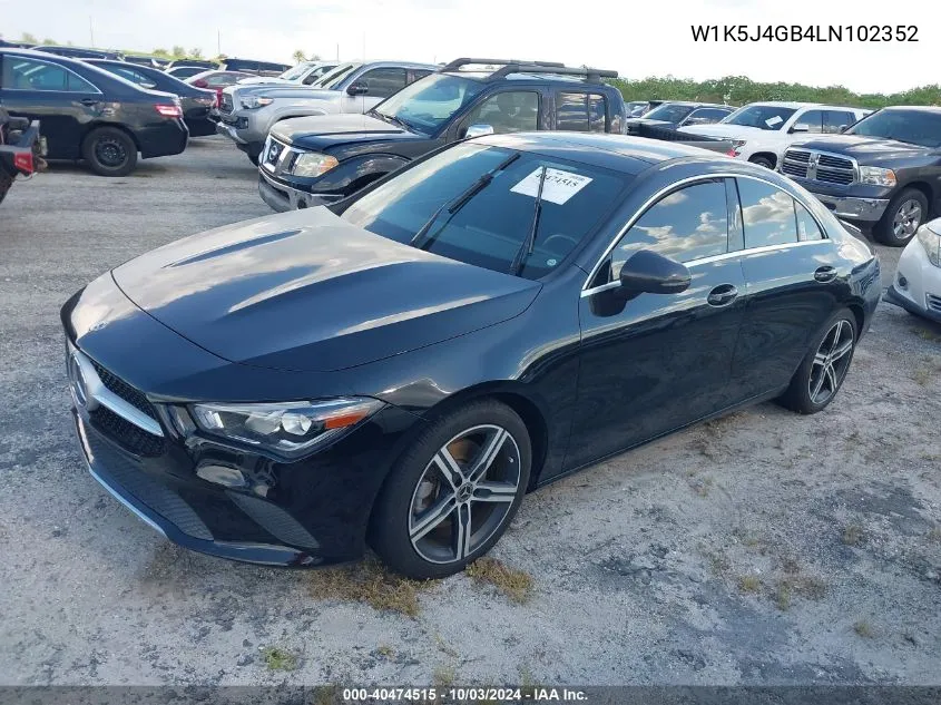 2020 Mercedes-Benz Cla 250 VIN: W1K5J4GB4LN102352 Lot: 40474515