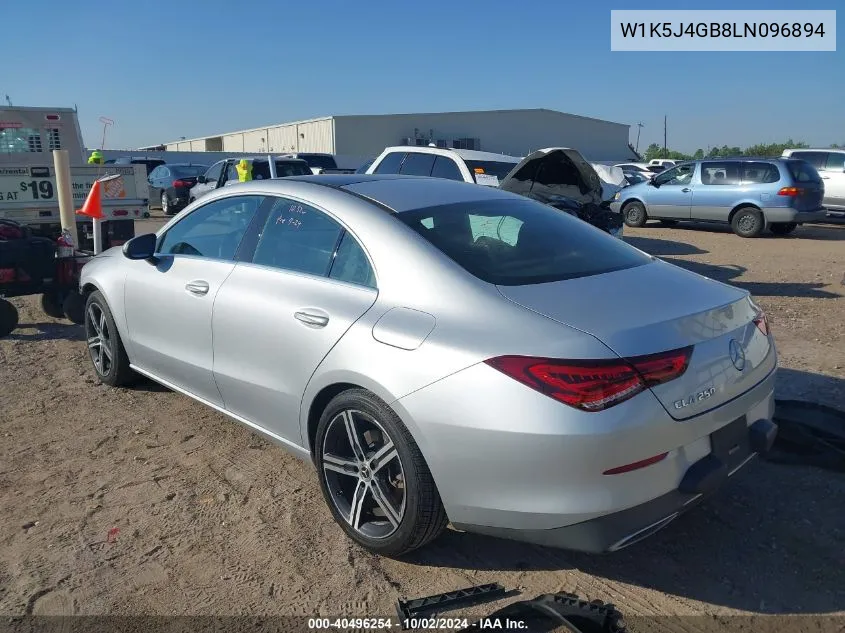 2020 Mercedes-Benz Cla 250 VIN: W1K5J4GB8LN096894 Lot: 40496254