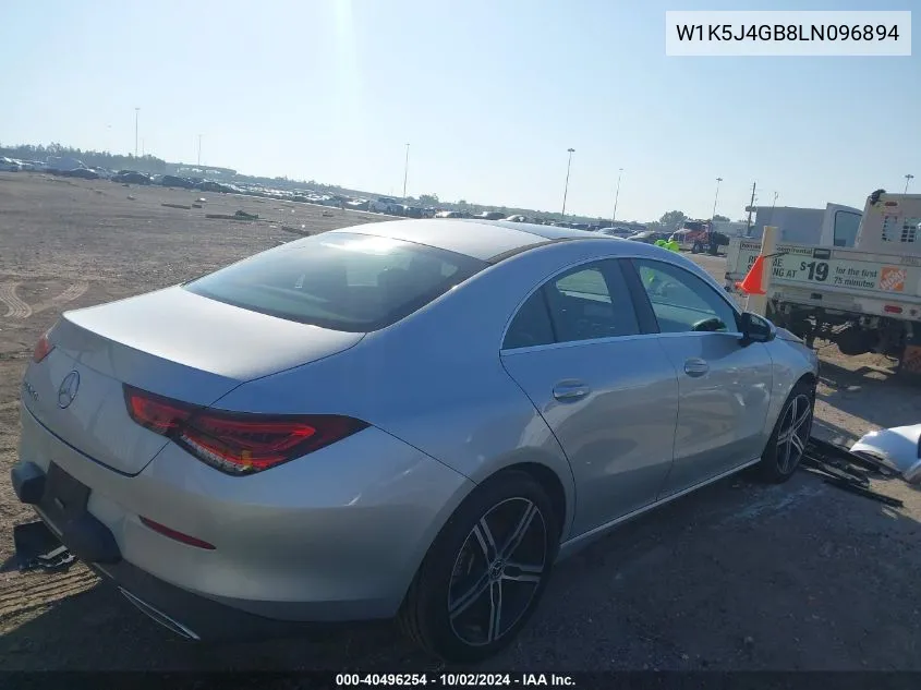 2020 Mercedes-Benz Cla 250 VIN: W1K5J4GB8LN096894 Lot: 40496254