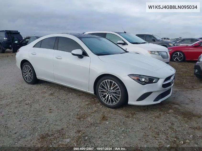 2020 Mercedes-Benz Cla 250 VIN: W1K5J4GB8LN095034 Lot: 40512587