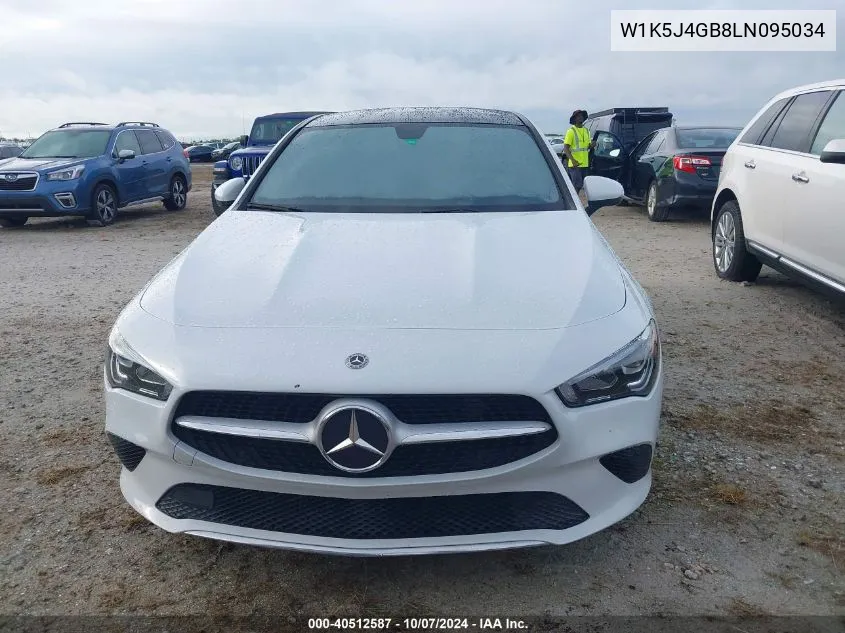 2020 Mercedes-Benz Cla 250 VIN: W1K5J4GB8LN095034 Lot: 40512587