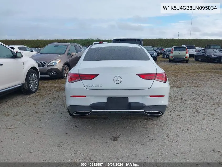 2020 Mercedes-Benz Cla 250 VIN: W1K5J4GB8LN095034 Lot: 40512587