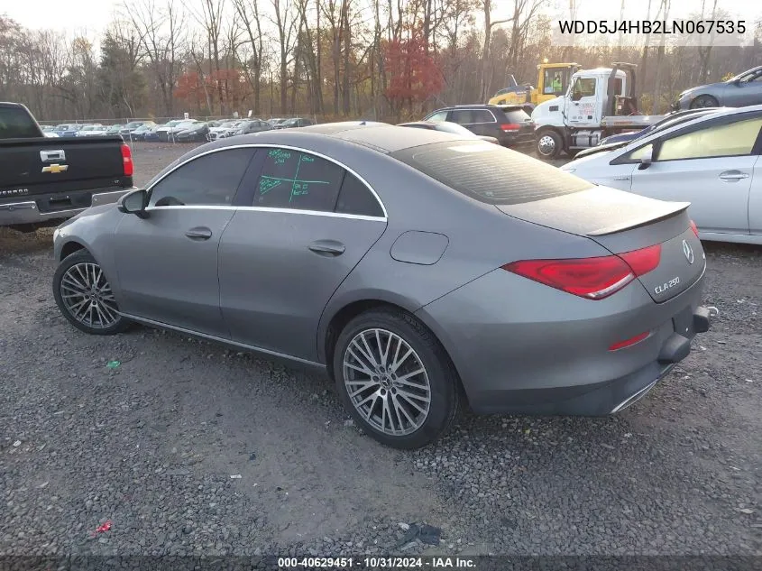 2020 Mercedes-Benz Cla 250 4Matic VIN: WDD5J4HB2LN067535 Lot: 40629451