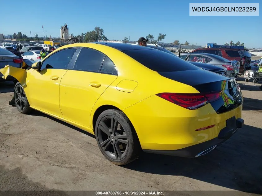 2020 Mercedes-Benz Cla 250 VIN: WDD5J4GB0LN023289 Lot: 40750755