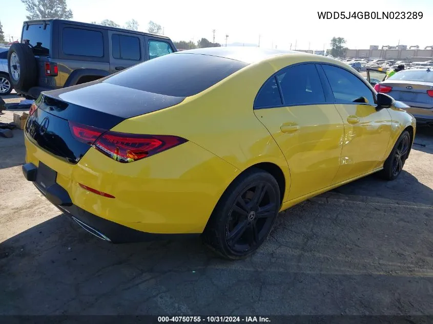 2020 Mercedes-Benz Cla 250 VIN: WDD5J4GB0LN023289 Lot: 40750755