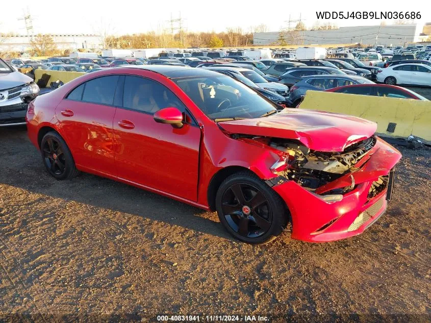 2020 Mercedes-Benz Cla 250 VIN: WDD5J4GB9LN036686 Lot: 40831941