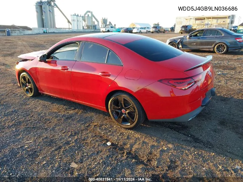 2020 Mercedes-Benz Cla 250 VIN: WDD5J4GB9LN036686 Lot: 40831941