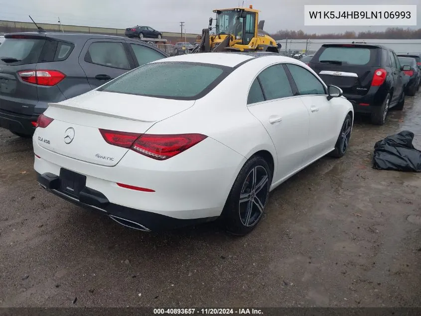 2020 Mercedes-Benz Cla 250 4Matic VIN: W1K5J4HB9LN106993 Lot: 40893657