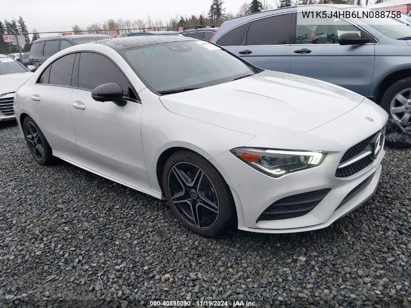 2020 Mercedes-Benz Cla 250 4Matic VIN: W1K5J4HB6LN088758 Lot: 40895090