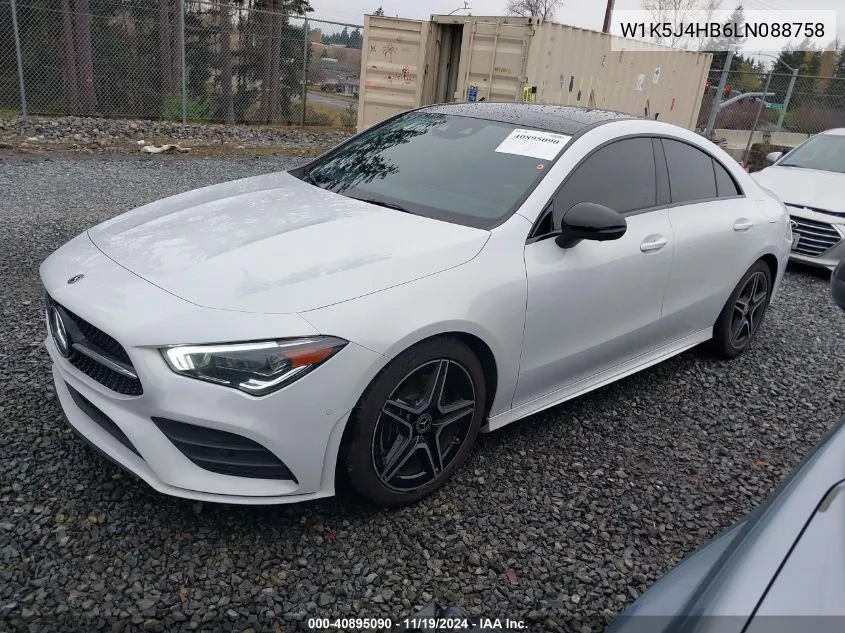 2020 Mercedes-Benz Cla 250 4Matic VIN: W1K5J4HB6LN088758 Lot: 40895090