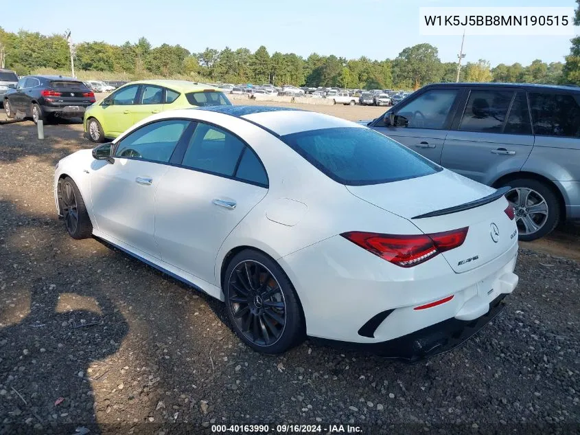 2021 Mercedes-Benz Cla Amg 35 4Matic VIN: W1K5J5BB8MN190515 Lot: 40163990