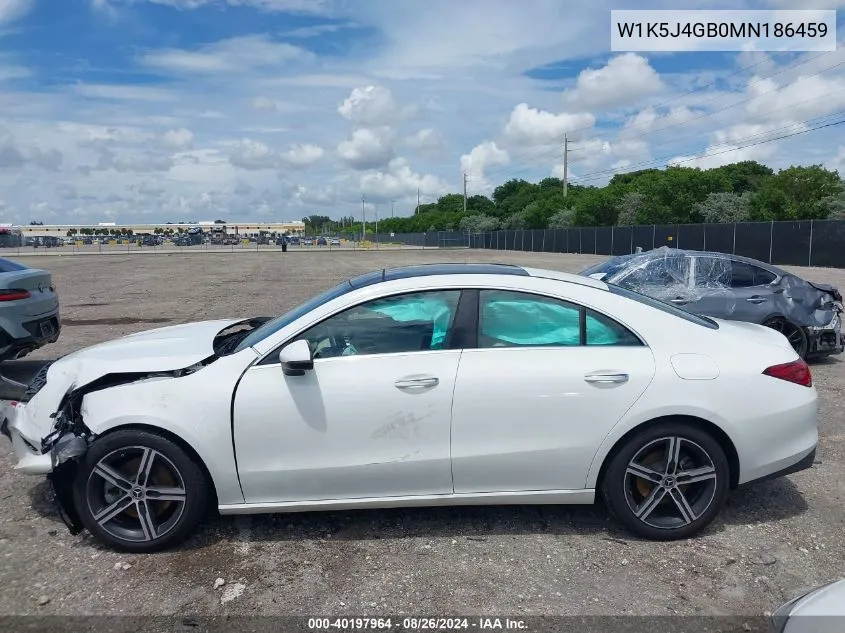 2021 Mercedes-Benz Cla 250 VIN: W1K5J4GB0MN186459 Lot: 40197964