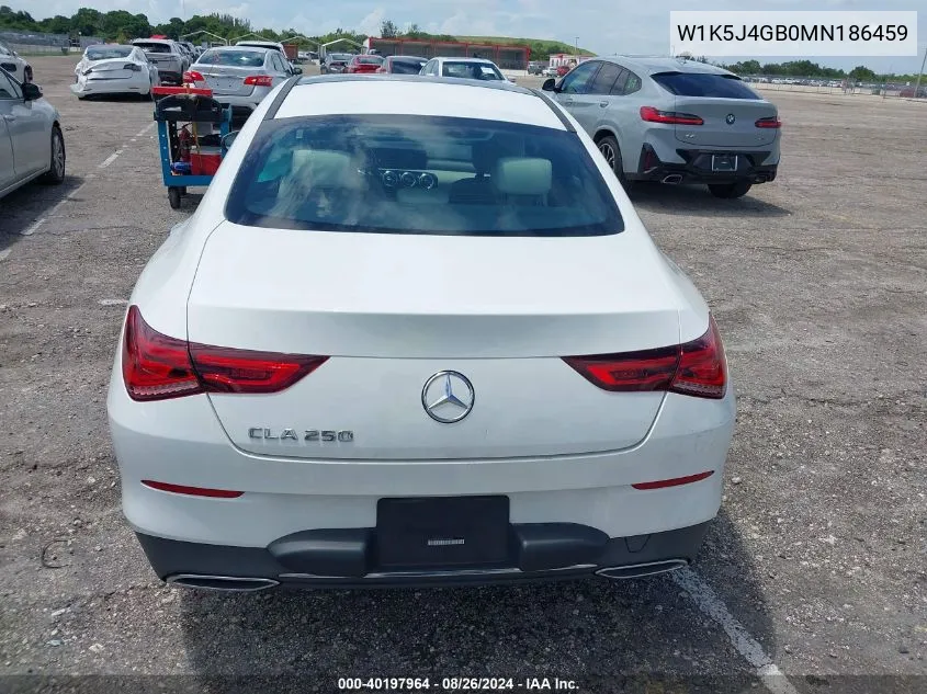 2021 Mercedes-Benz Cla 250 VIN: W1K5J4GB0MN186459 Lot: 40197964