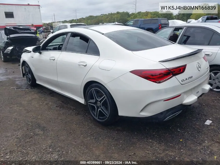 2021 Mercedes-Benz Cla 250 4Matic VIN: W1K5J4HB0MN166839 Lot: 40399661