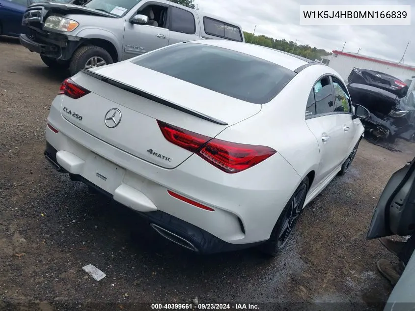 2021 Mercedes-Benz Cla 250 4Matic VIN: W1K5J4HB0MN166839 Lot: 40399661