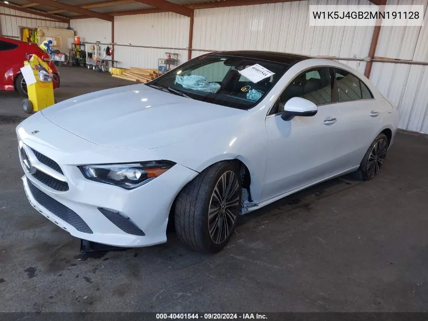 2021 Mercedes-Benz Cla 250 VIN: W1K5J4GB2MN191128 Lot: 40401544