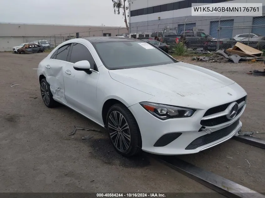 2021 Mercedes-Benz Cla 250 VIN: W1K5J4GB4MN176761 Lot: 40584244