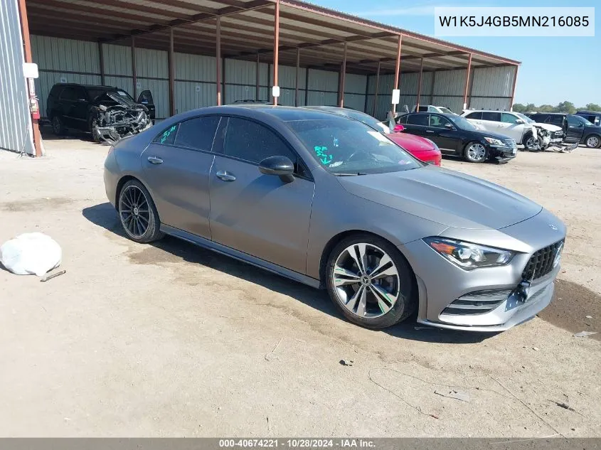 2021 Mercedes-Benz Cla 250 VIN: W1K5J4GB5MN216085 Lot: 40674221