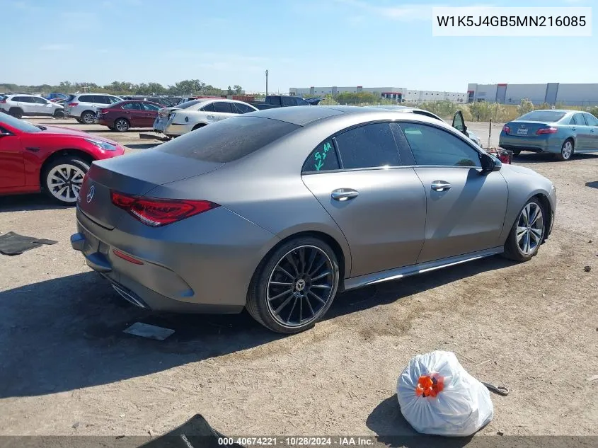 2021 Mercedes-Benz Cla 250 VIN: W1K5J4GB5MN216085 Lot: 40674221