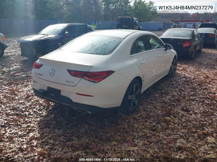 2021 Mercedes-Benz Cla 250 4Matic VIN: W1K5J4HB4MN237279 Lot: 40881404