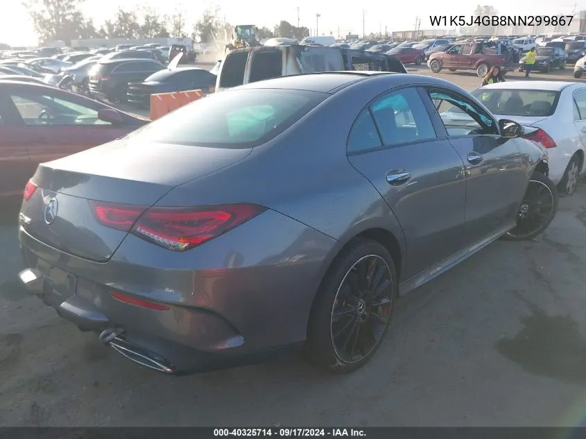 2022 Mercedes-Benz Cla 250 VIN: W1K5J4GB8NN299867 Lot: 40325714