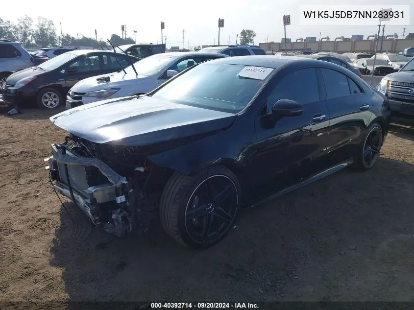 2022 Mercedes-Benz Amg Cla 45 4Matic VIN: W1K5J5DB7NN283931 Lot: 40392714