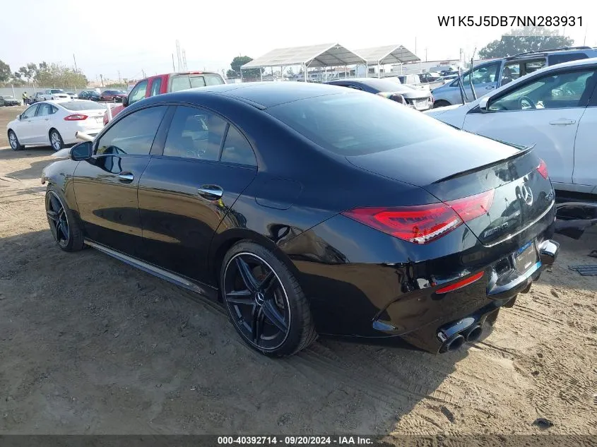 2022 Mercedes-Benz Amg Cla 45 4Matic VIN: W1K5J5DB7NN283931 Lot: 40392714