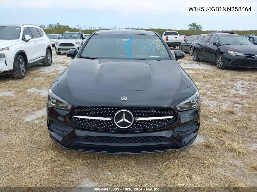 2022 Mercedes-Benz Cla 250 Coupe VIN: W1K5J4GB1NN258464 Lot: 40475991