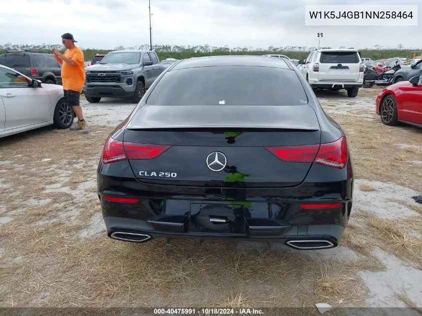 2022 Mercedes-Benz Cla 250 Coupe VIN: W1K5J4GB1NN258464 Lot: 40475991