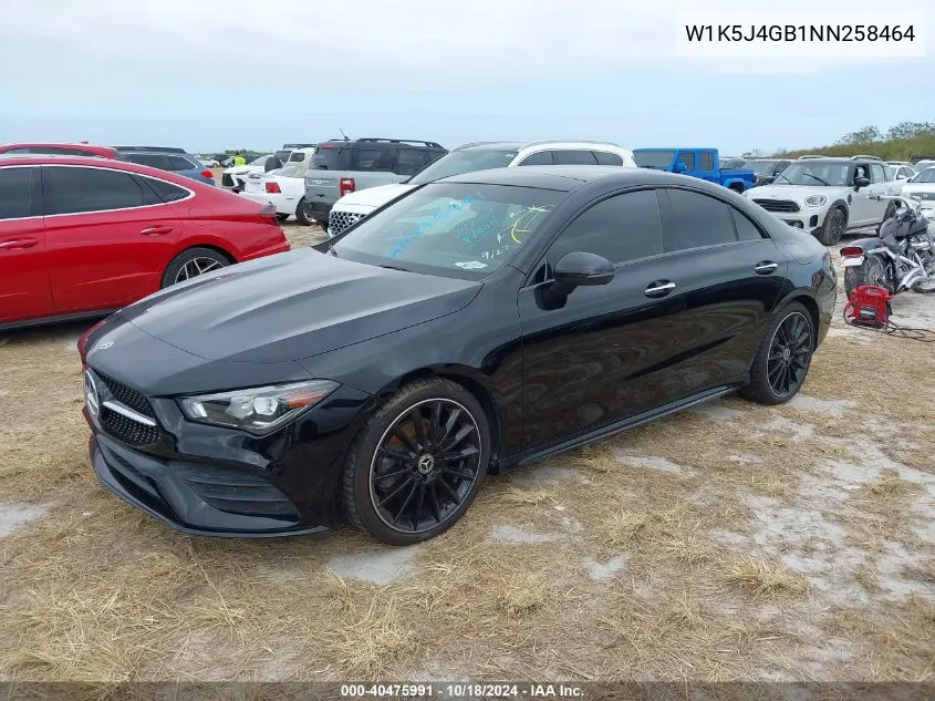 2022 Mercedes-Benz Cla 250 Coupe VIN: W1K5J4GB1NN258464 Lot: 40475991