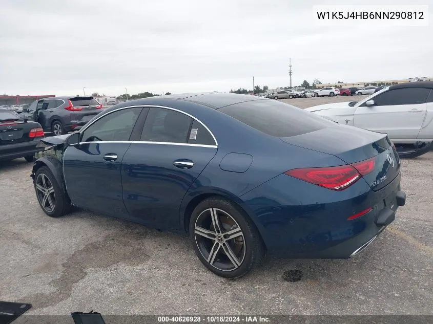 2022 Mercedes-Benz Cla 250 Coupe 4Matic VIN: W1K5J4HB6NN290812 Lot: 40626928