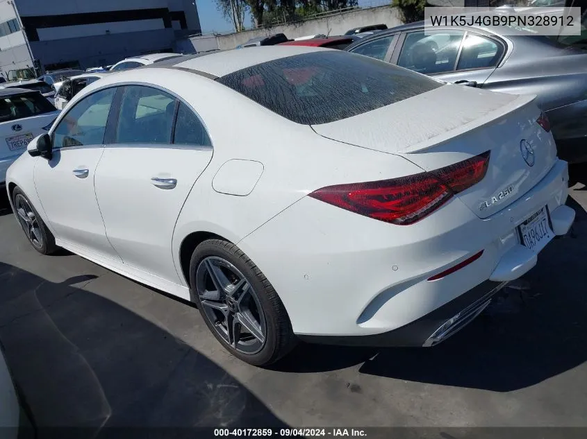 2023 Mercedes-Benz Cla 250 Coupe VIN: W1K5J4GB9PN328912 Lot: 40172859