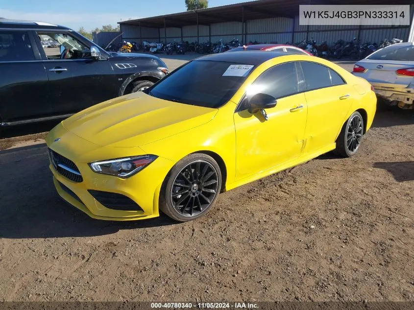 2023 Mercedes-Benz Cla 250 Coupe VIN: W1K5J4GB3PN333314 Lot: 40780340