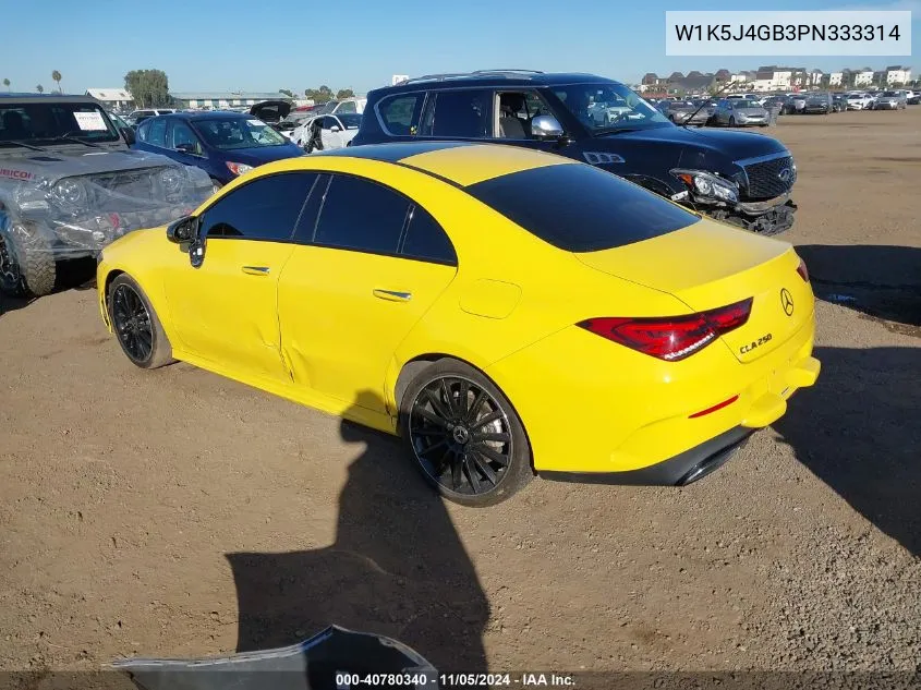 2023 Mercedes-Benz Cla 250 Coupe VIN: W1K5J4GB3PN333314 Lot: 40780340