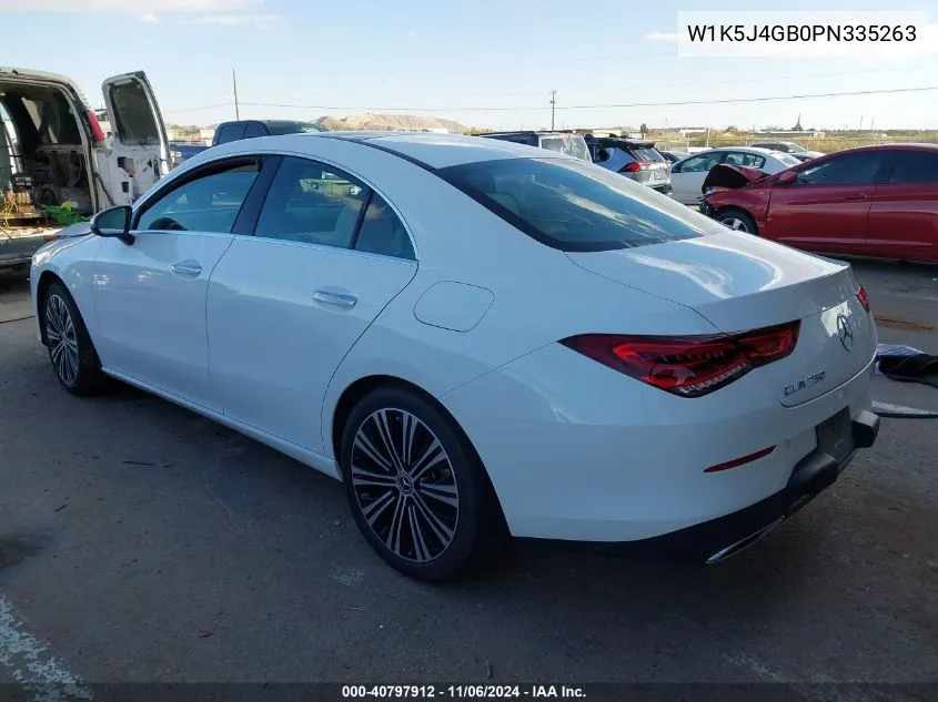 2023 Mercedes-Benz Cla 250 Coupe VIN: W1K5J4GB0PN335263 Lot: 40797912