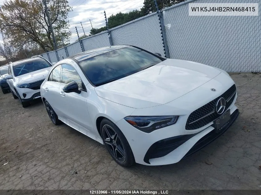 2024 Mercedes-Benz Cla VIN: W1K5J4HB2RN468415 Lot: 12133966