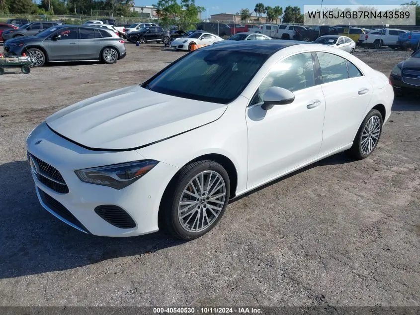 2024 Mercedes-Benz Cla 250 Coupe VIN: W1K5J4GB7RN443589 Lot: 40540530