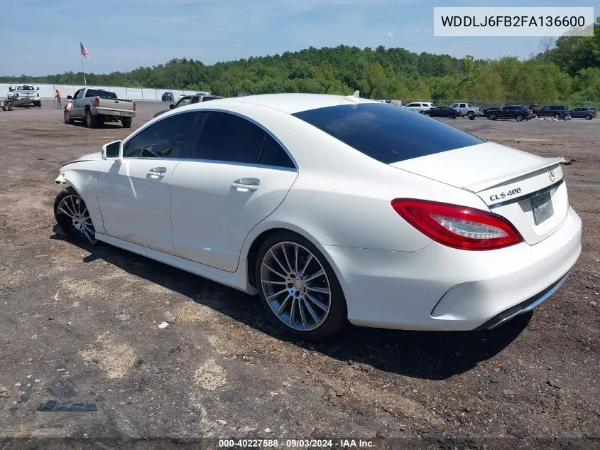 2015 Mercedes-Benz Cls 400 VIN: WDDLJ6FB2FA136600 Lot: 40227588