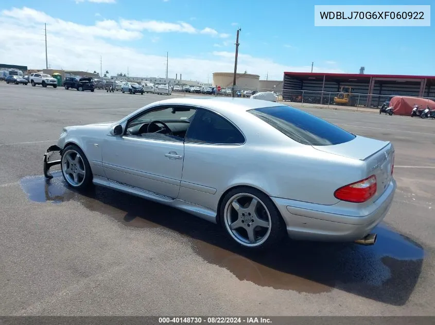 1999 Mercedes-Benz Clk 430 VIN: WDBLJ70G6XF060922 Lot: 40148730