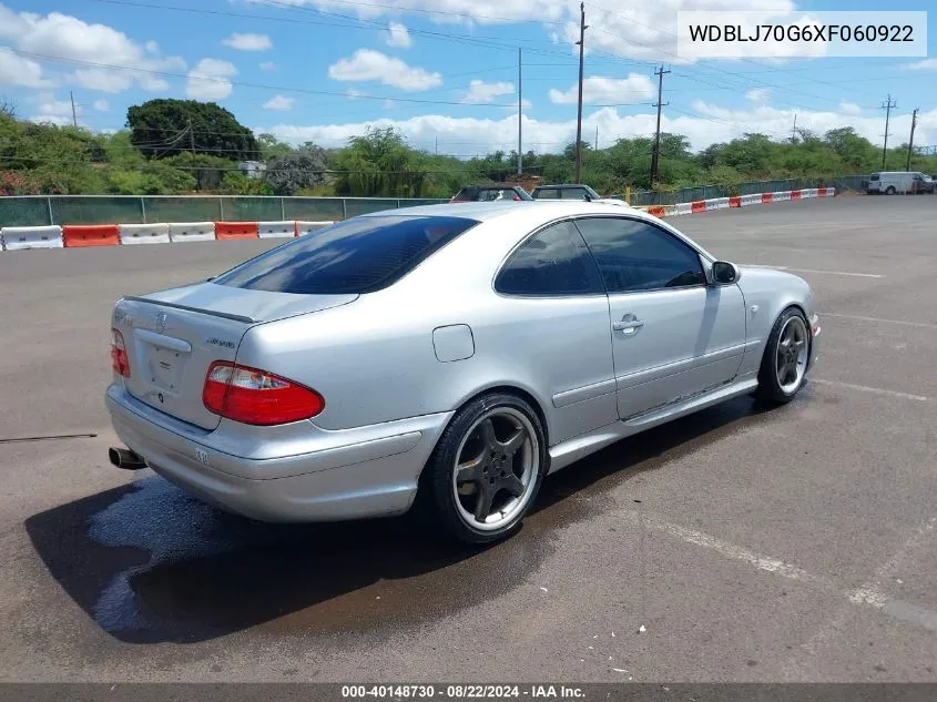 1999 Mercedes-Benz Clk 430 VIN: WDBLJ70G6XF060922 Lot: 40148730