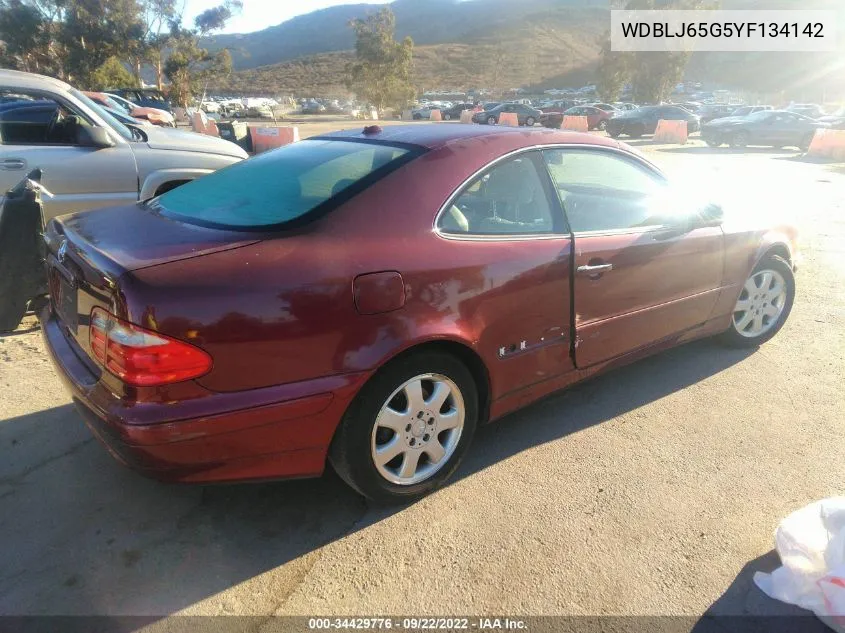 2000 Mercedes-Benz Clk 320 VIN: WDBLJ65G5YF134142 Lot: 34429776