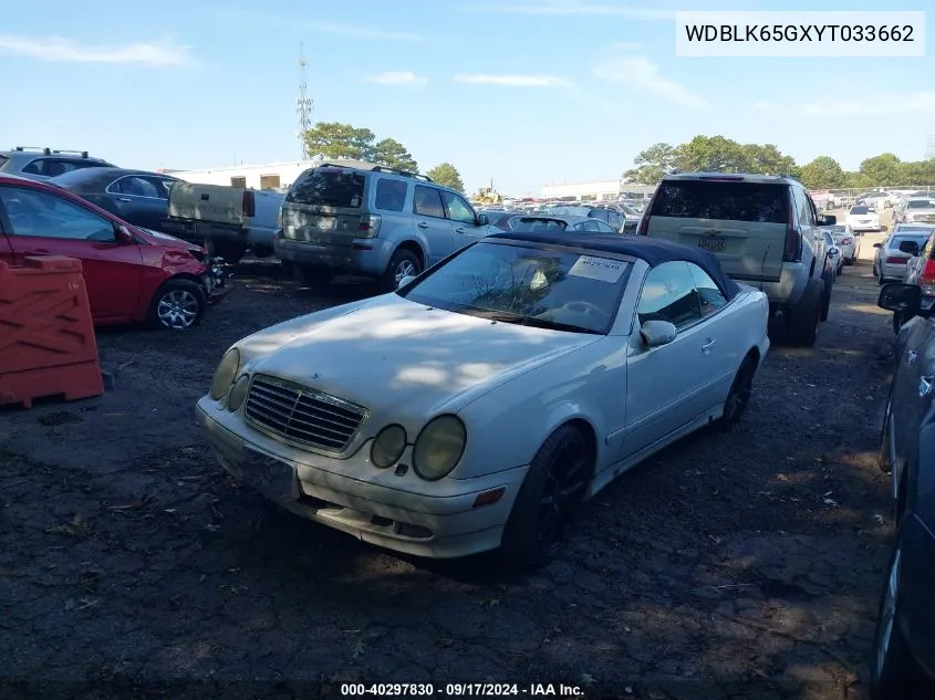 2000 Mercedes-Benz Clk 320 VIN: WDBLK65GXYT033662 Lot: 40297830