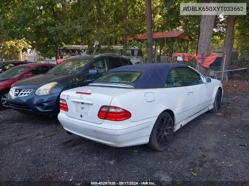 2000 Mercedes-Benz Clk 320 VIN: WDBLK65GXYT033662 Lot: 40297830