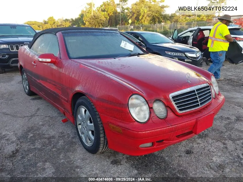 2000 Mercedes-Benz Clk 320 VIN: WDBLK65G4YT052224 Lot: 40474608