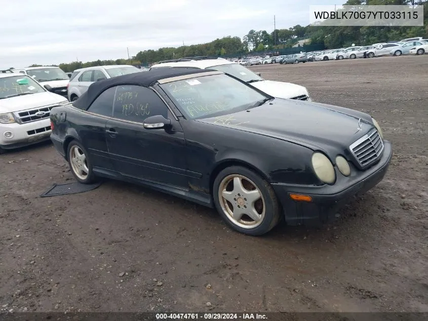 2000 Mercedes-Benz Clk 430 VIN: WDBLK70G7YT033115 Lot: 40474761