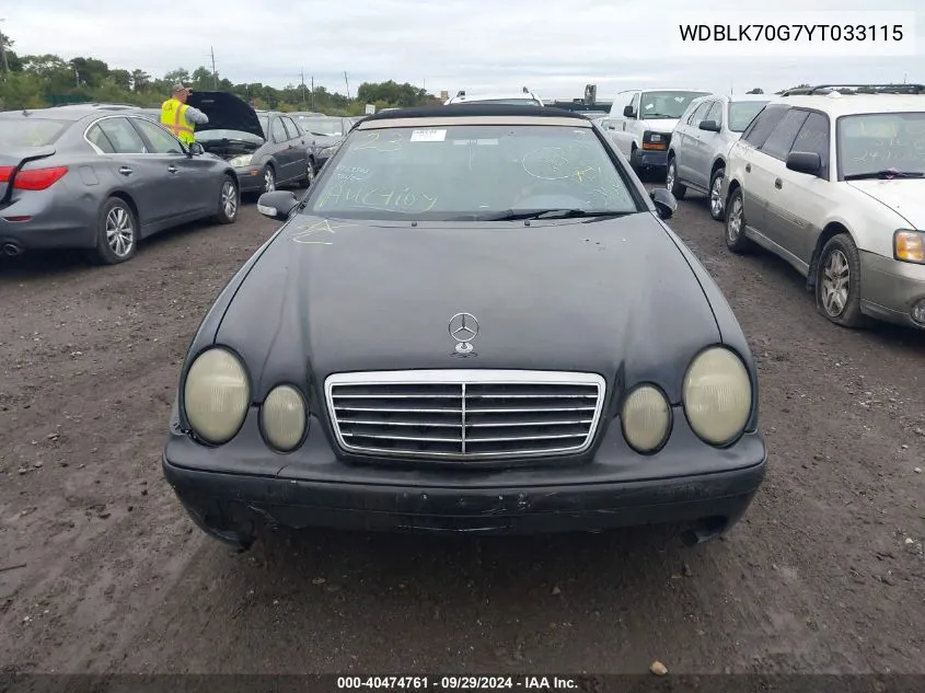 2000 Mercedes-Benz Clk 430 VIN: WDBLK70G7YT033115 Lot: 40474761