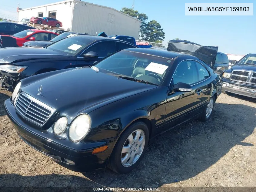 2000 Mercedes-Benz Clk 320 VIN: WDBLJ65G5YF159803 Lot: 40478135