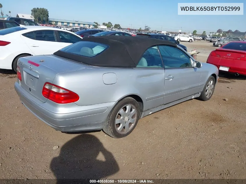 2000 Mercedes-Benz Clk 320 320 VIN: WDBLK65G8YT052999 Lot: 40538350