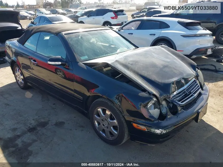 2000 Mercedes-Benz Clk 320 VIN: WDBLK65G9YT033880 Lot: 40583617