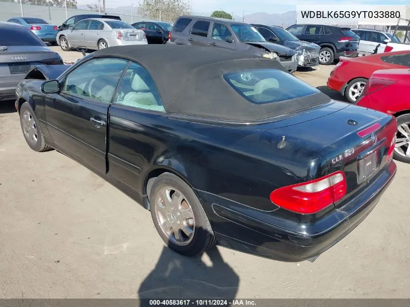 2000 Mercedes-Benz Clk 320 VIN: WDBLK65G9YT033880 Lot: 40583617